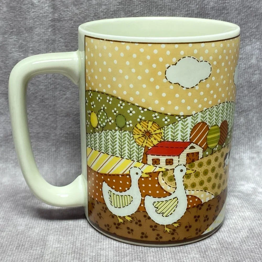 Vintage Otagiri Farmhouse Mug Colorful Chicken Cow and Goose Design 10 oz Retro - Picture 4 of 10